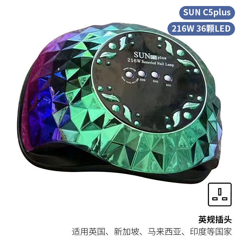 Lámpara de uñas de alta potencia de 256W con mango para principiantes, lámpara de curado de gel para esmalte de uñas, lámpara de fototerapia de secado rápido con colores deslumbrantes para uso transfronterizo.