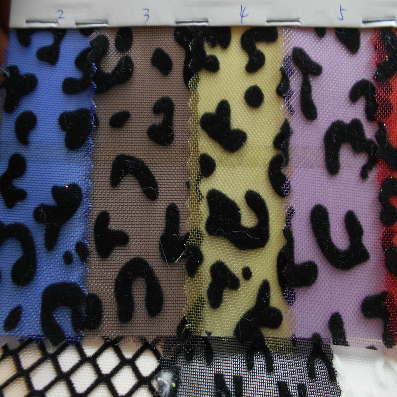 40目尼龙网布豹纹植绒网布印花豹纹锦纶沙网平网绣花豹圈鞋包面料