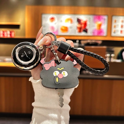 Electric vehicle key cover shell Buckle Mz Shell Mix - black-silver-home-door-black-pout-cloud-braided-rope