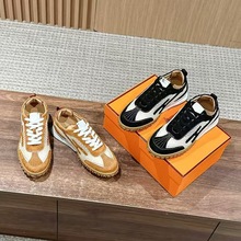 欧洲站高端轻奢女鞋网面休闲运动鞋系带百搭透气德训鞋潮流高级感