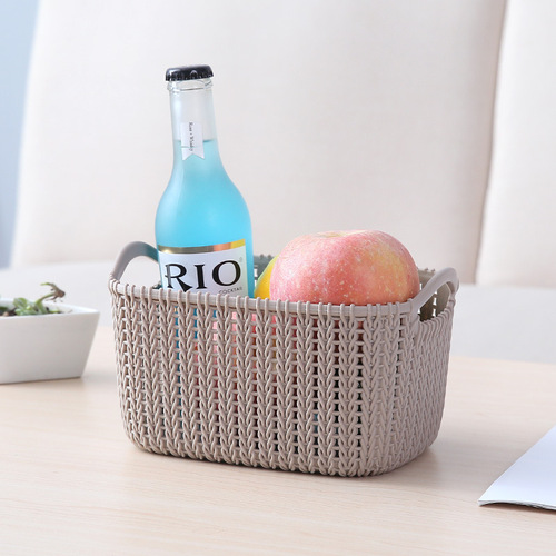 Storage basket plastic woven hand basket desktop sundry placement woven hand basket bath sundry storage basket