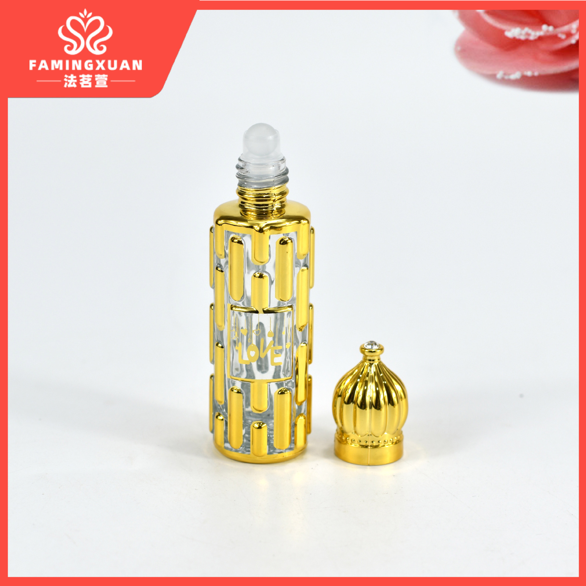 Botella vacía de la botella de perfume a granel de la sub-botella vacía de la bola de cristal del dorado 15ML