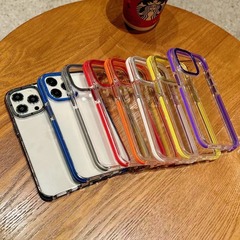 新款適用iPhone15ProMax手機殼雙色訊彩透明平面防摔蘋果14保護套