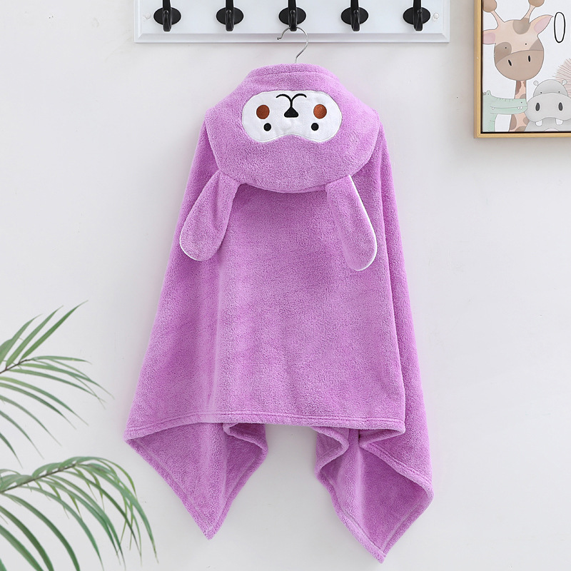 Coral fleece bebé usable Toalla de baño con capucha de dibujos animados capa de los niños Albornoz suave absorbente edredón infantil Toalla de baño