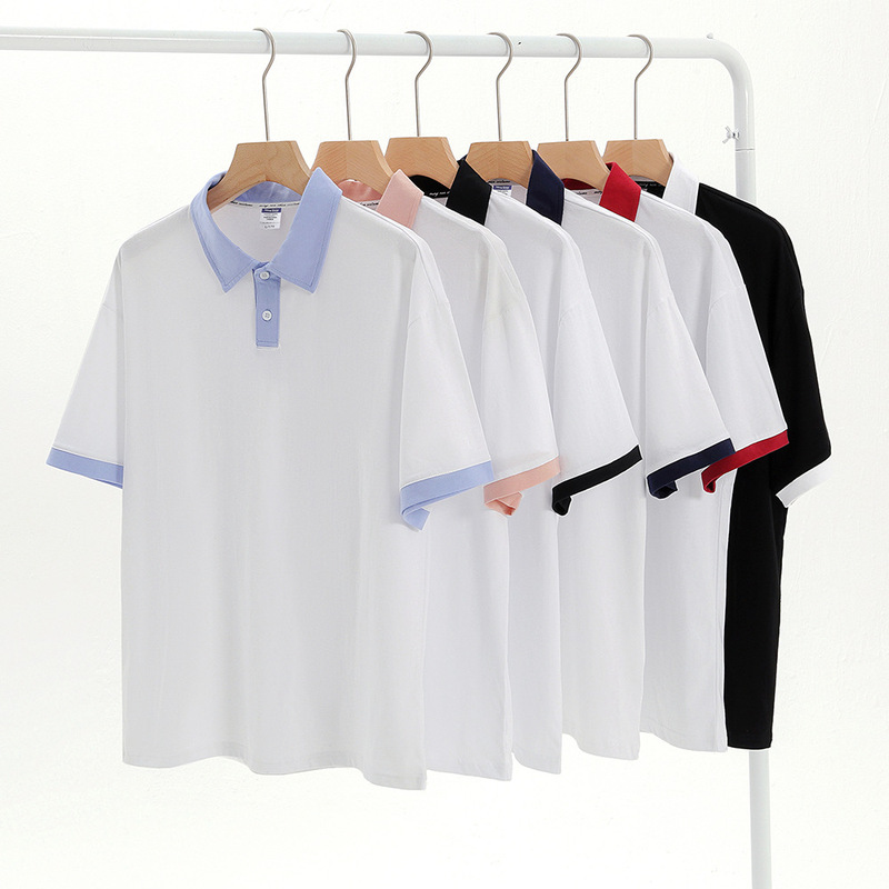200g Pure Cotton Polo Shirt with Color-Blocking, College Style, Blank Student Collar, Customizable Logo Printing, Pattern Printing, Class Uniform 200g Pure Cotton Polo Shirt with Color-Blocking, College Style, Blank Student Collar, Customizable Logo Printing, Pattern Printing, Class Uniform