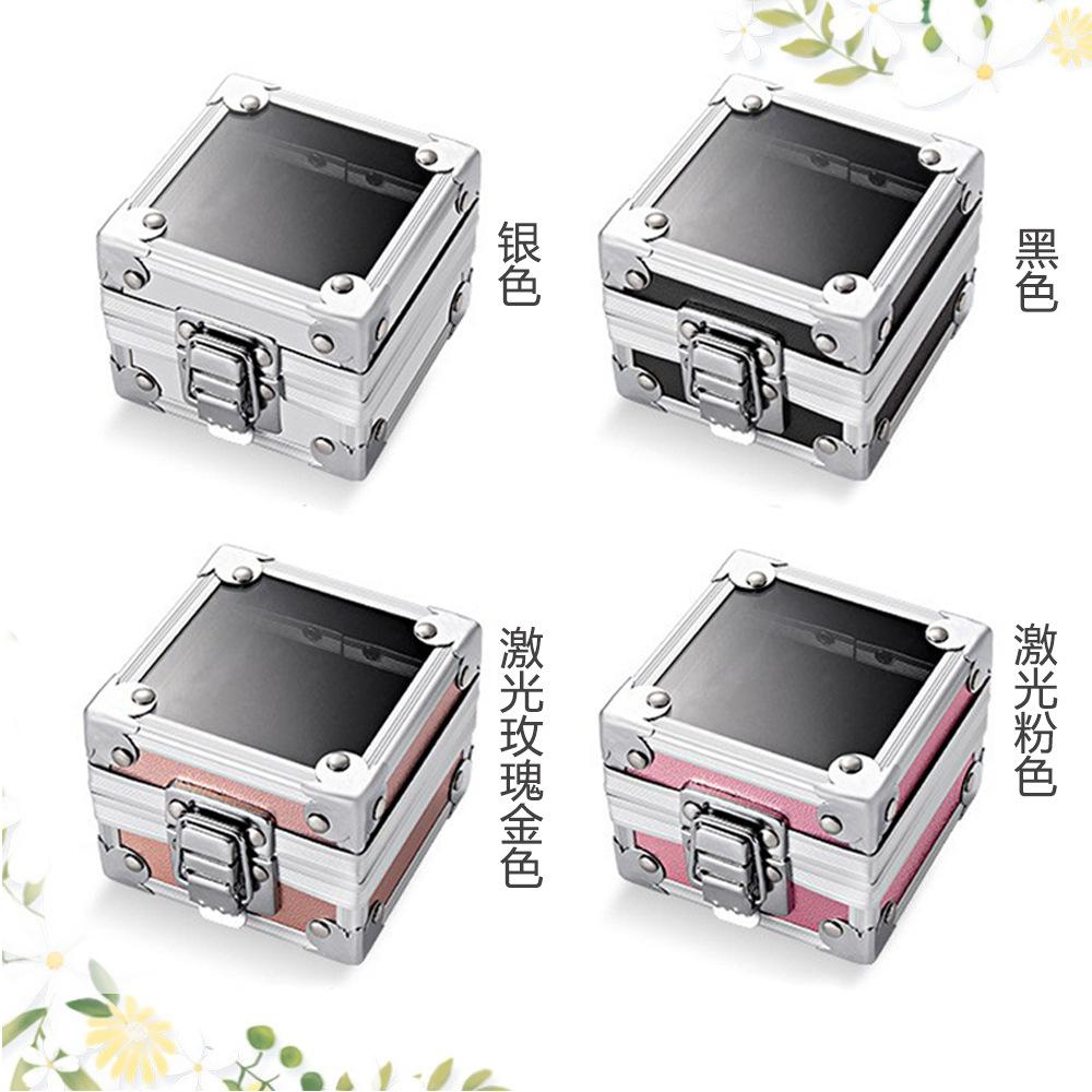 Nueva caja de aluminio de cabeza de pulido de uñas caja de aluminio de alta gama caja de almacenamiento de cabeza de pulido de uñas 4 colores opcionales