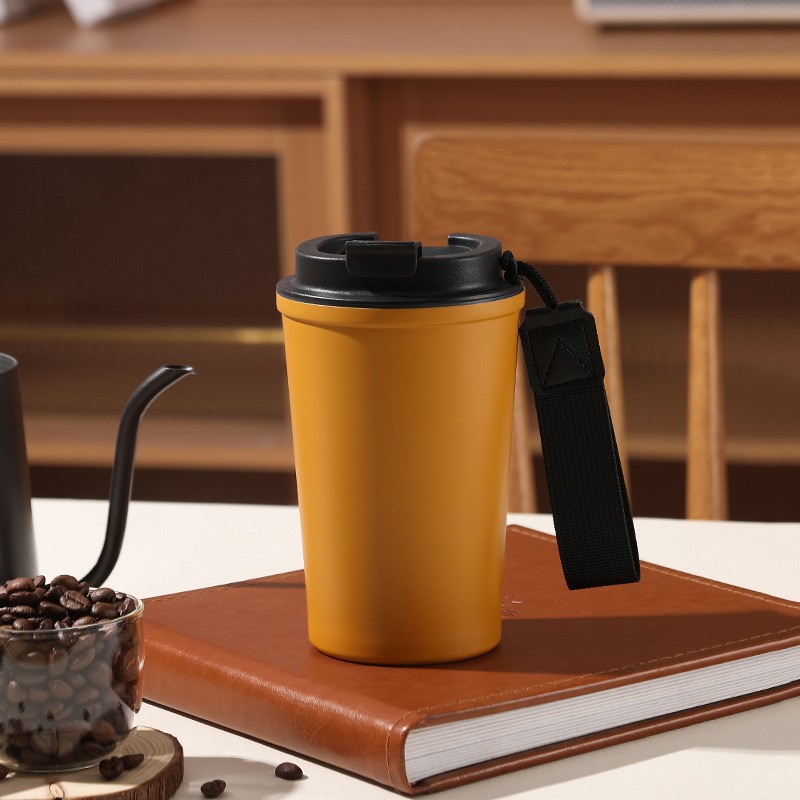 Taza de café de nuevo modelo para viajes transfronterizos, taza térmica de acero inoxidable 304, taza de viaje portátil, taza de agua fría con aislamiento térmico, taza portátil para coche