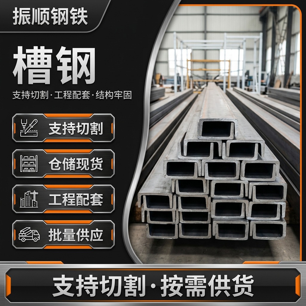 热浸镀锌黑色型材机械框架用槽钢幕墙U型槽支架用钢切割加工广东