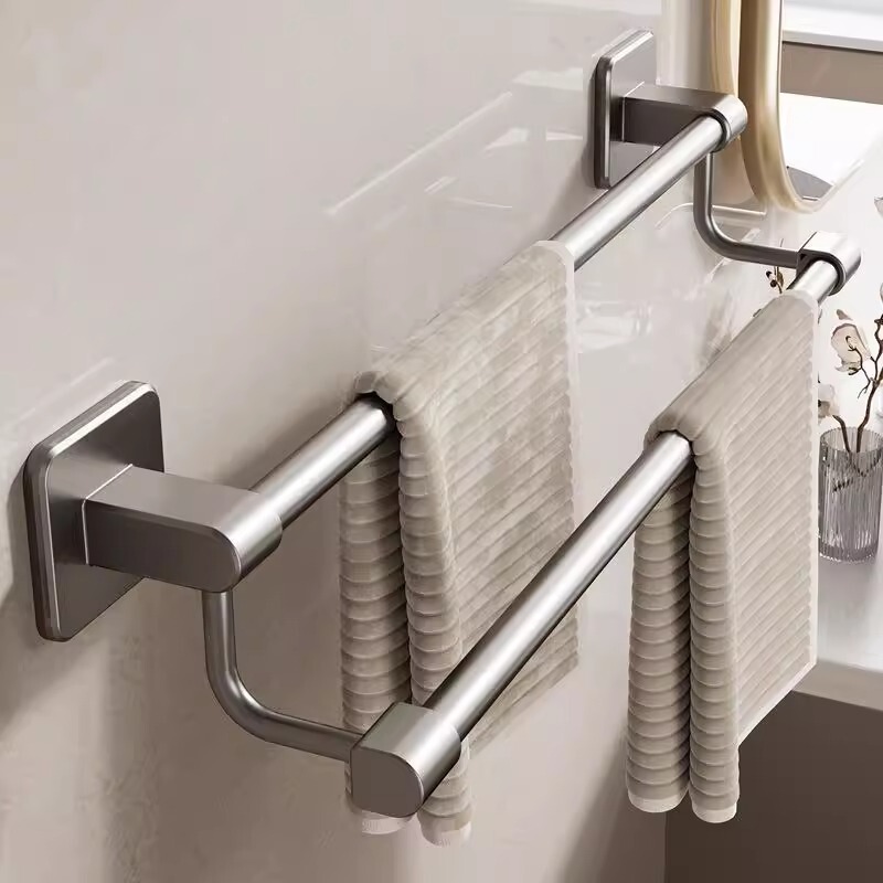 Space Aluminum Towel Shelf Punch-free Toilet Storage Rack Toilet Toilet Storage Rack Kitchen Multifunctional