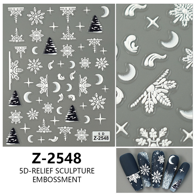 ヨーロッパとアメリカのクリスマスネイルアートステッカー漫画かわいい 5D 立体レリーフステッカー DIY ネイルアートアクセサリー子供のネイルステッカー|undefined