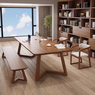 Living Room Solid Wood Large Desk Dining Table Integrated Home Desk Workbench Long Table Double Writing Desk Calligraphy Table