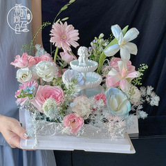 七夕願い事池花束花diyバレンタインデープレゼント生け花箱透明手提げ真珠花芸包装pvc箱