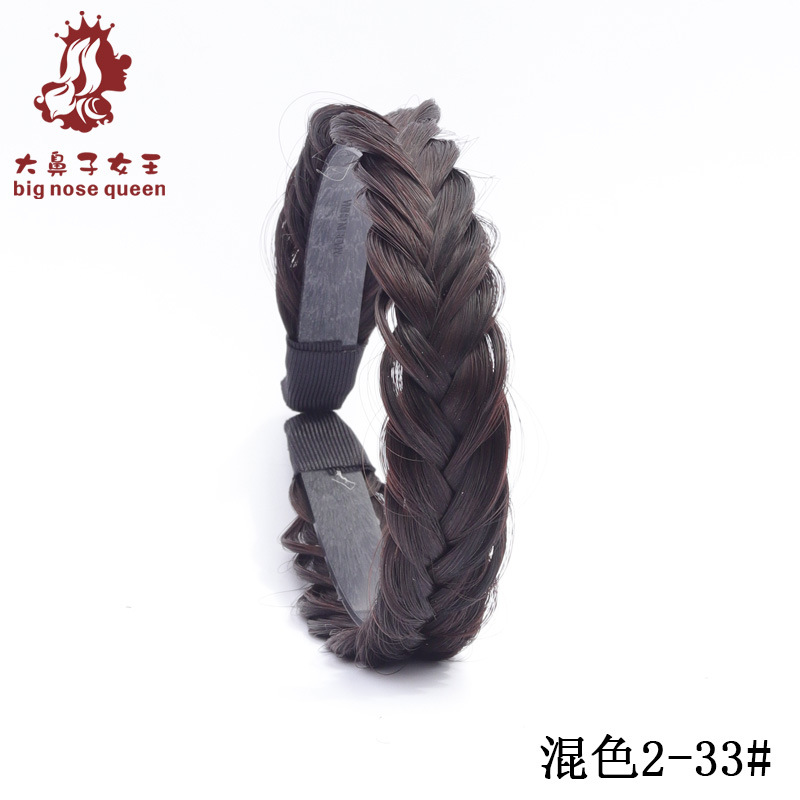 Internet celebridad moda Fishbone trenza desordenada peluca natural mujer trenzada Twist trenza diadema dentada antideslizante pelo presionando diadema