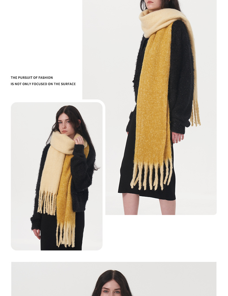 Nuova sciarpa in cashmere imitazione calda a due colori per autunno e inverno, sciarpa in mohair morbido e caldo spesso da donna_voghion.com