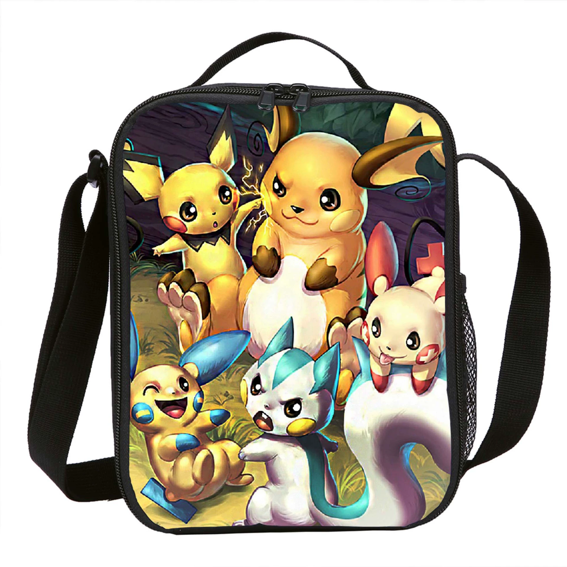 Плюшевый ланч-бэг Elf Pokémon с принтом, утепленный бенто-рукзак и сумка для еды.