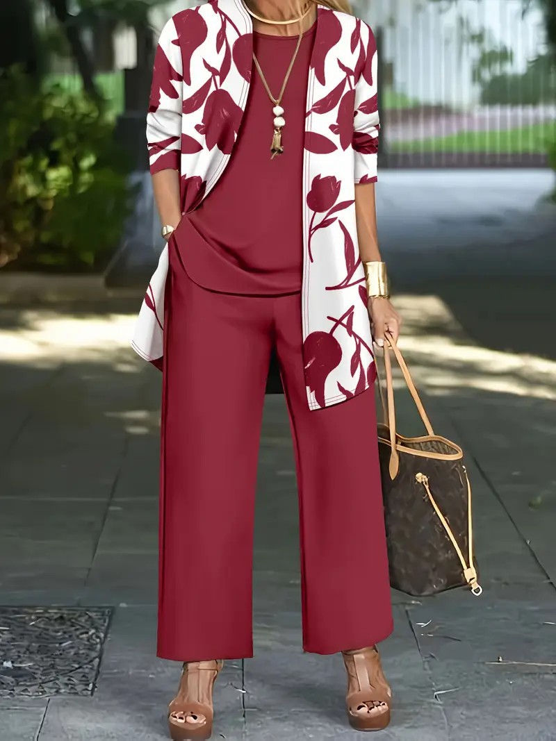 Women's 3 Piece Set Autumn Casual Outerwear Vest Pants_ecoleips.com