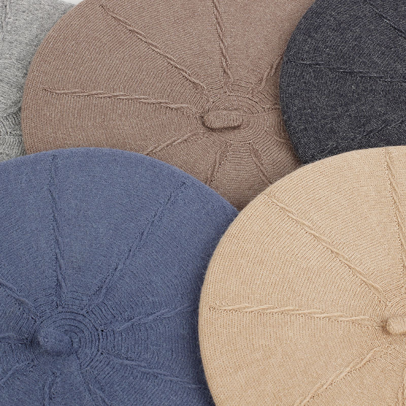 New Korean-style Women's Autumn and Winter Double-layer Thickened Wool Knitted Bailey Hat Artistic Retro Painter Hat Pumpkin Hat