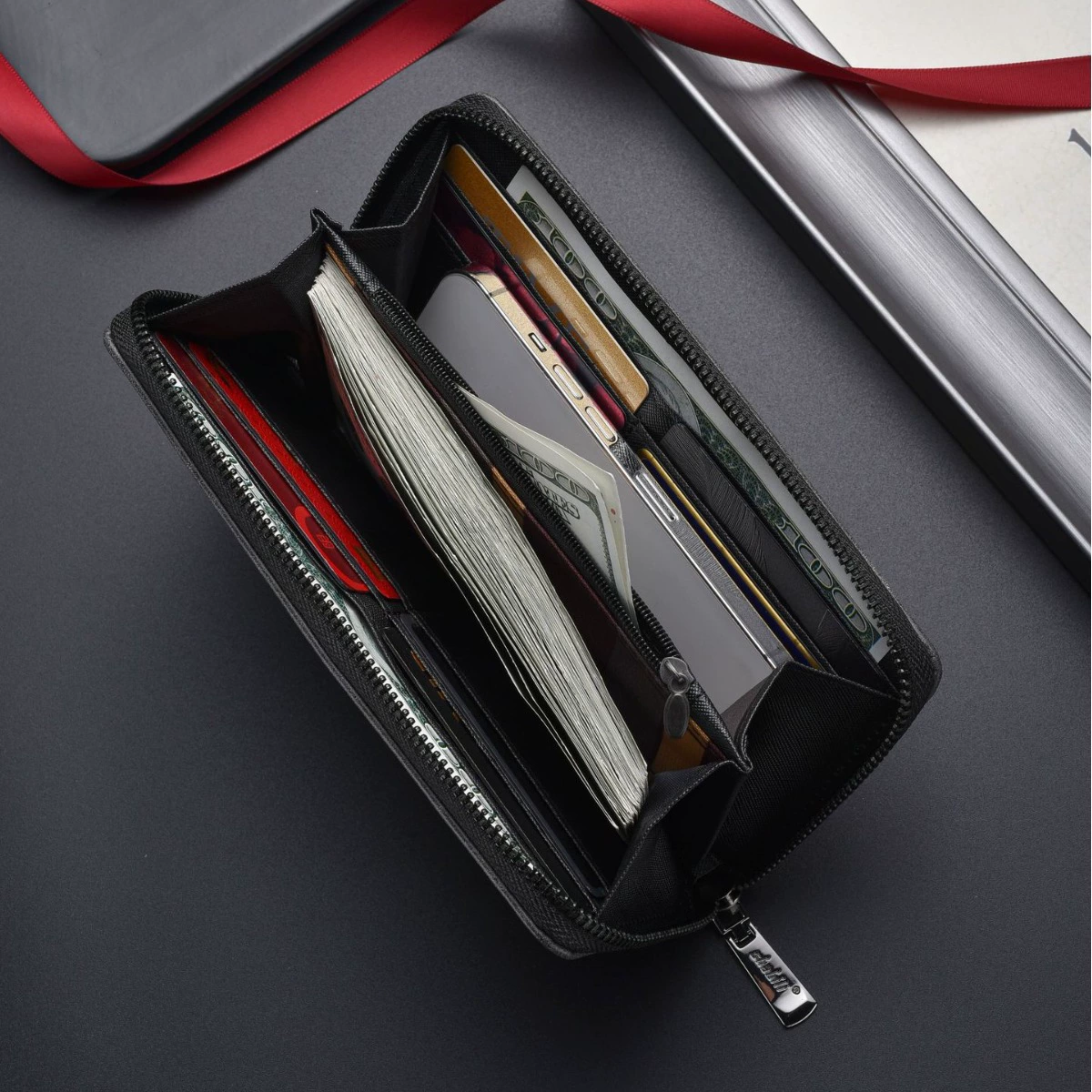 Wallet for leisure, long capacious mobile phone, bag