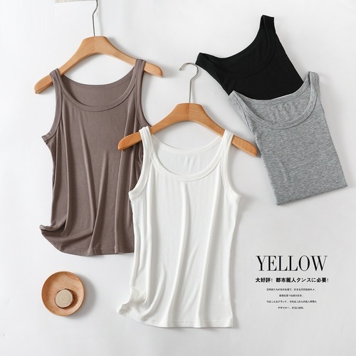 Summer Cotton Woven Wide Collar Anti-peeking Underwear Women's Top Round Neck Versatile Vest Slimming Body Shaper 