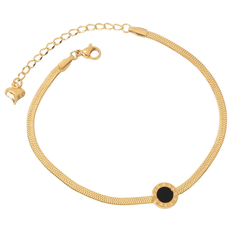 Roma nueva pulsera de tobillas de moda galvanizado 18K Jensen sistema de acero de titanio no se desvanece rojo viento frío nicho de diseño pulsera de pie