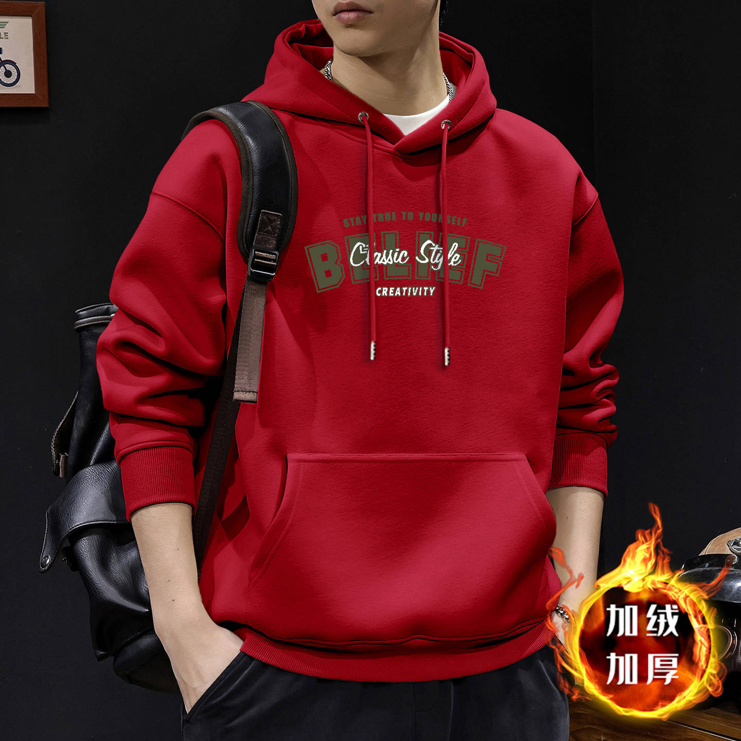 Suéter hombre encapuchado primavera y otoño estilo americano pesado pesado invierno más chaqueta de terciopelo nuevo abrigo de hombre de otoño