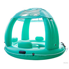 新款 PVC大型充气遮阳浮岛游泳浮排水上乐园泳池户外蓝牙冰桶