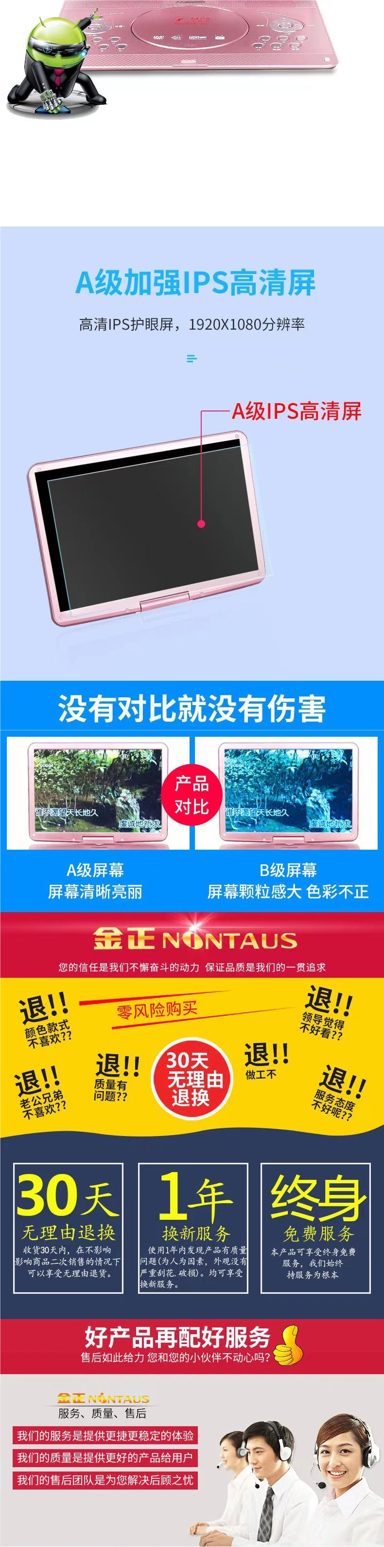 Jinzheng's New Mobile Disc Player Portable Evd Kidsren and the Elderly Small Tv Cd/Vcd All-In-One Disc Player