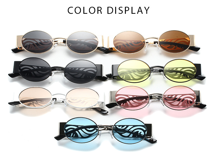 Neue Retro-Mode Punk runden Rahmen Sonnenbrille Metall hohlen Gläsern Beine Sonnenbrille grenzüberschreitende Brille Männer und Frauen trendy cool_voghion.com