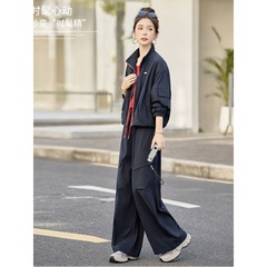 休闲运动搭配一整套女2025春秋新款设计感时尚夹克工装裤三件套潮