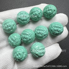 菱镁矿绿松石财迷财富雕刻高瓷盘玩变色优化配珠配饰多宝蒙松批发