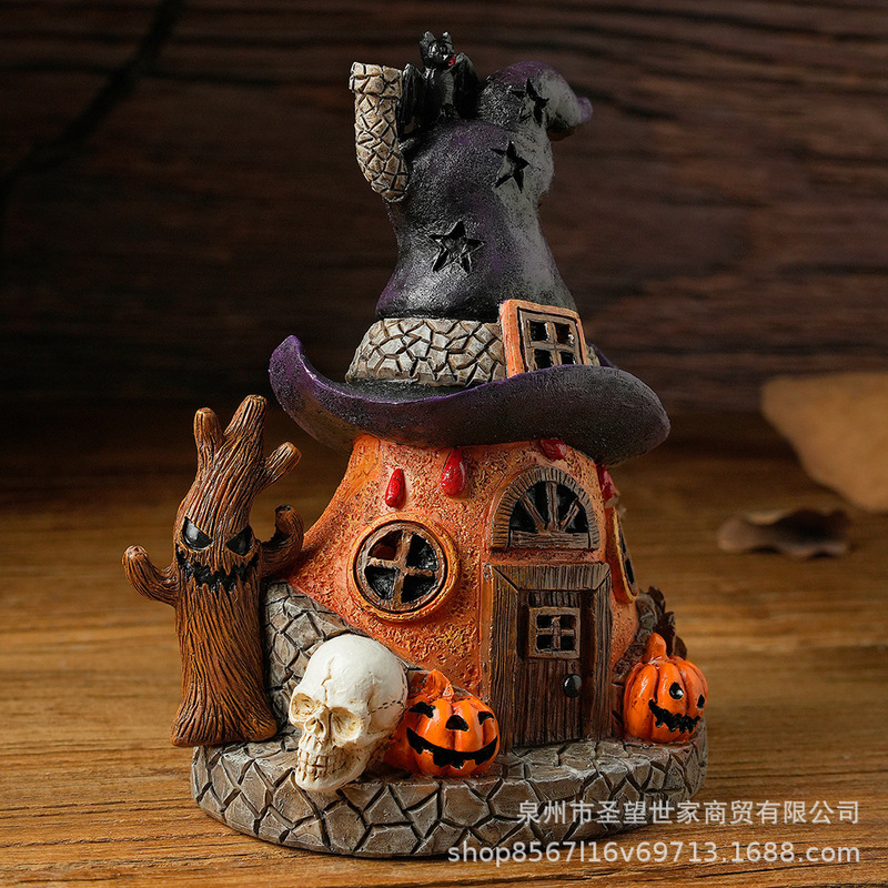 跨境新品万圣节树脂魔法屋房子摆件鬼节产品欧式家居布置装饰工艺|undefined