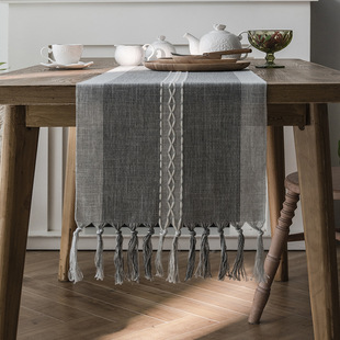 Imanqi Rhyme Nordic Jacquard Geometric Table Flag Tassel Fashion Tea Flag Dining Flag Long Polyester Cotton Tablecloth Factory Direct Supply