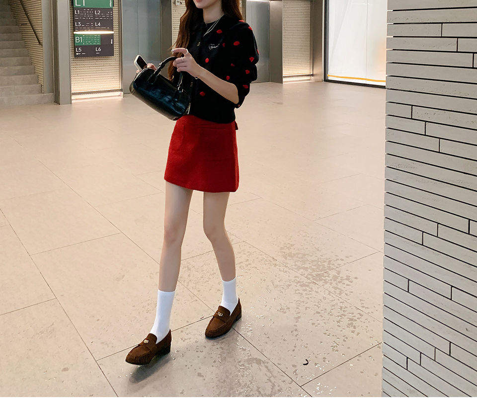 Giày lười nữ da bò nhăn nhúm phong cách retro, gót thô 6–8 cm, mũi tròn xỏ chân — Màu kaki, Màu nâu cà phê chi tiết 18