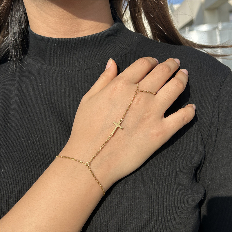 European and American Elegant Retro Style Stainless Steel Cross Pendant Charm Exquisite Ring Bracelet Treasure Jewelry