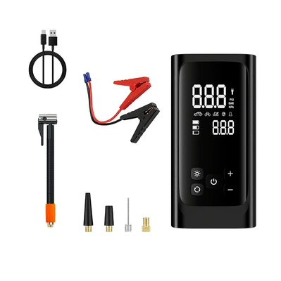 Car-mounted air pump and emergency power supply all-in-one device with power bank, portable tire inflator, and battery jump starter (Hava nasosu) - dy15-integrated-power-starter-standard-clamp