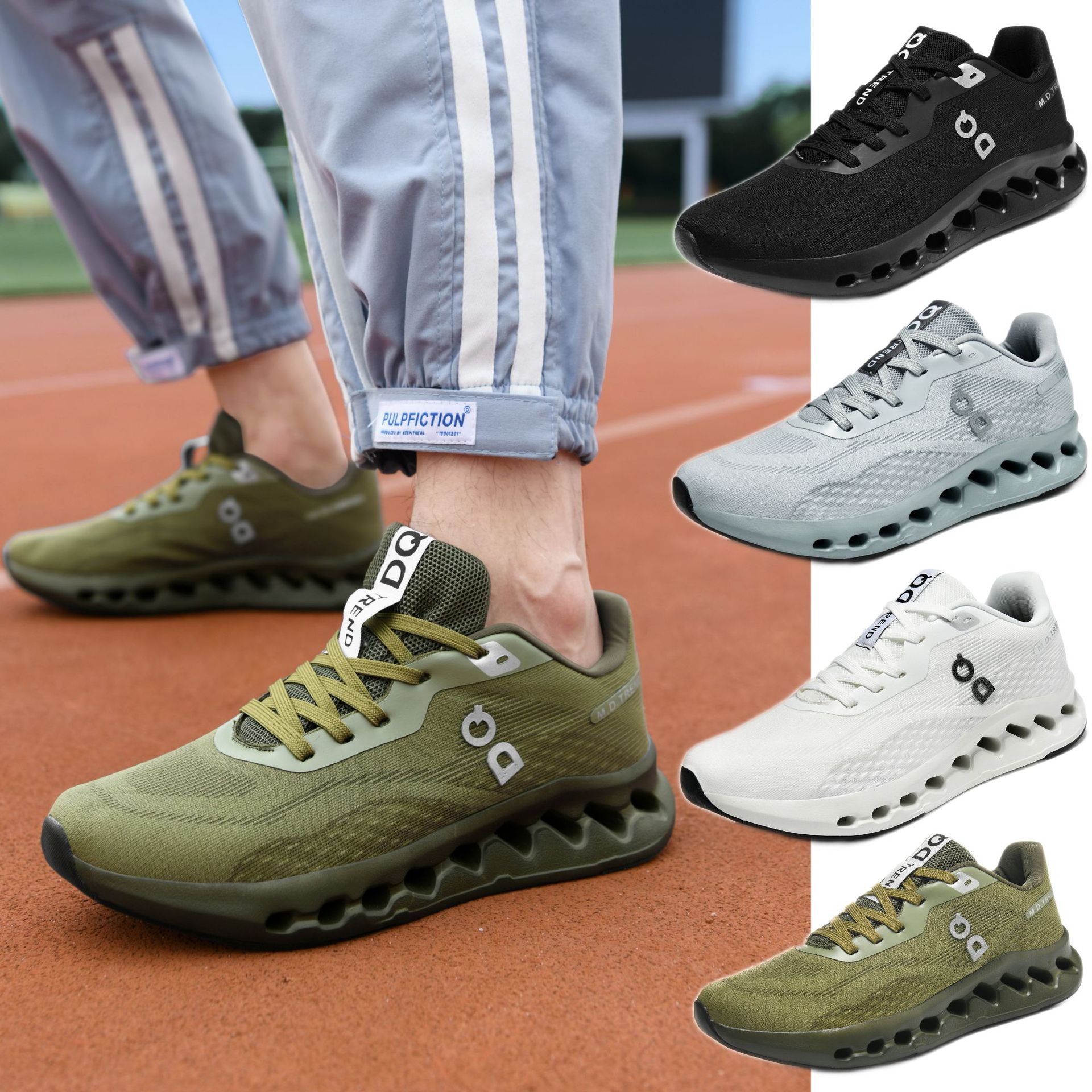 Cross-Border Popular Foreign Trade Men's Fly-Knit Mesh Breathable Sports Casual Shoes Non-Slip Shock-Absorbing Marathon Running Shoes Wholesale