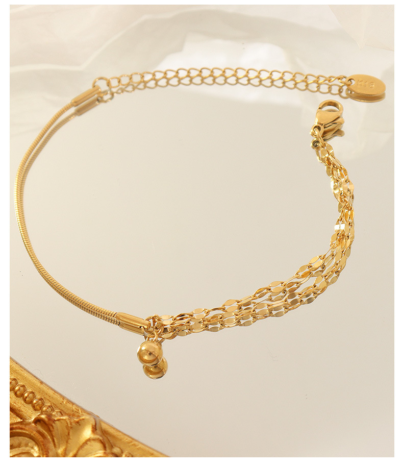 Chane d39pissure  double couche de perles  billes bracelet en acier au titane 18 carats femmepicture2