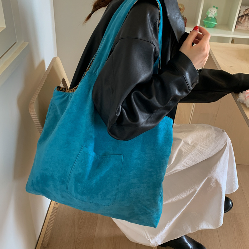 2025新款秋冬韩国博主同款豹纹托特包女粉色背心单肩包双面背印花|undefined