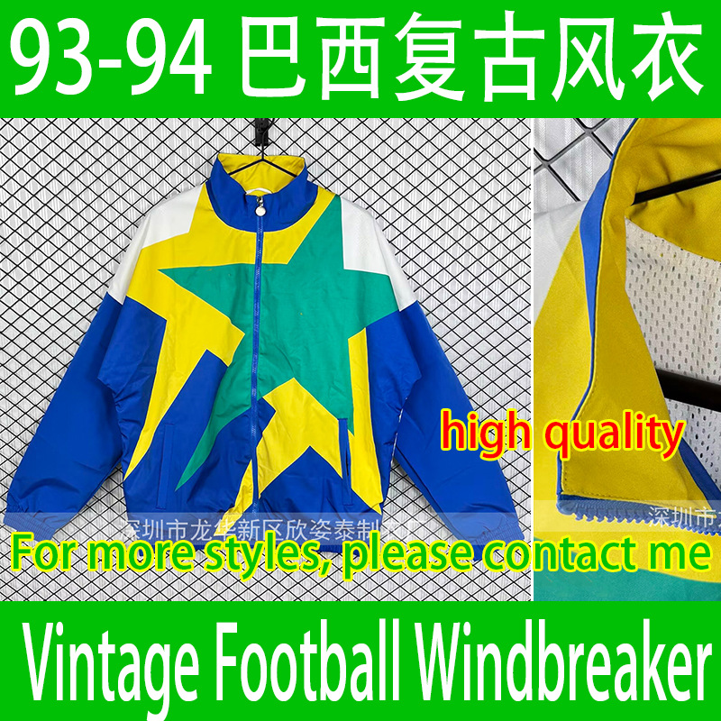 1993-94 Brazil Retro Football Style Footy Track Jacket Vintage Soccer Top