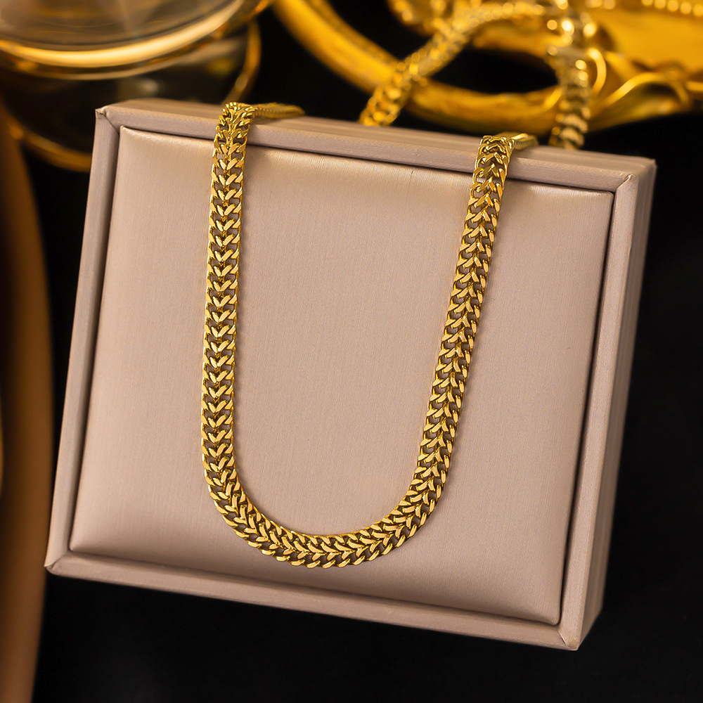Edelstahl 304 18 Karat Vergoldet Einfacher Stil Überzug Einfarbig Armbänder Halskette display picture 4