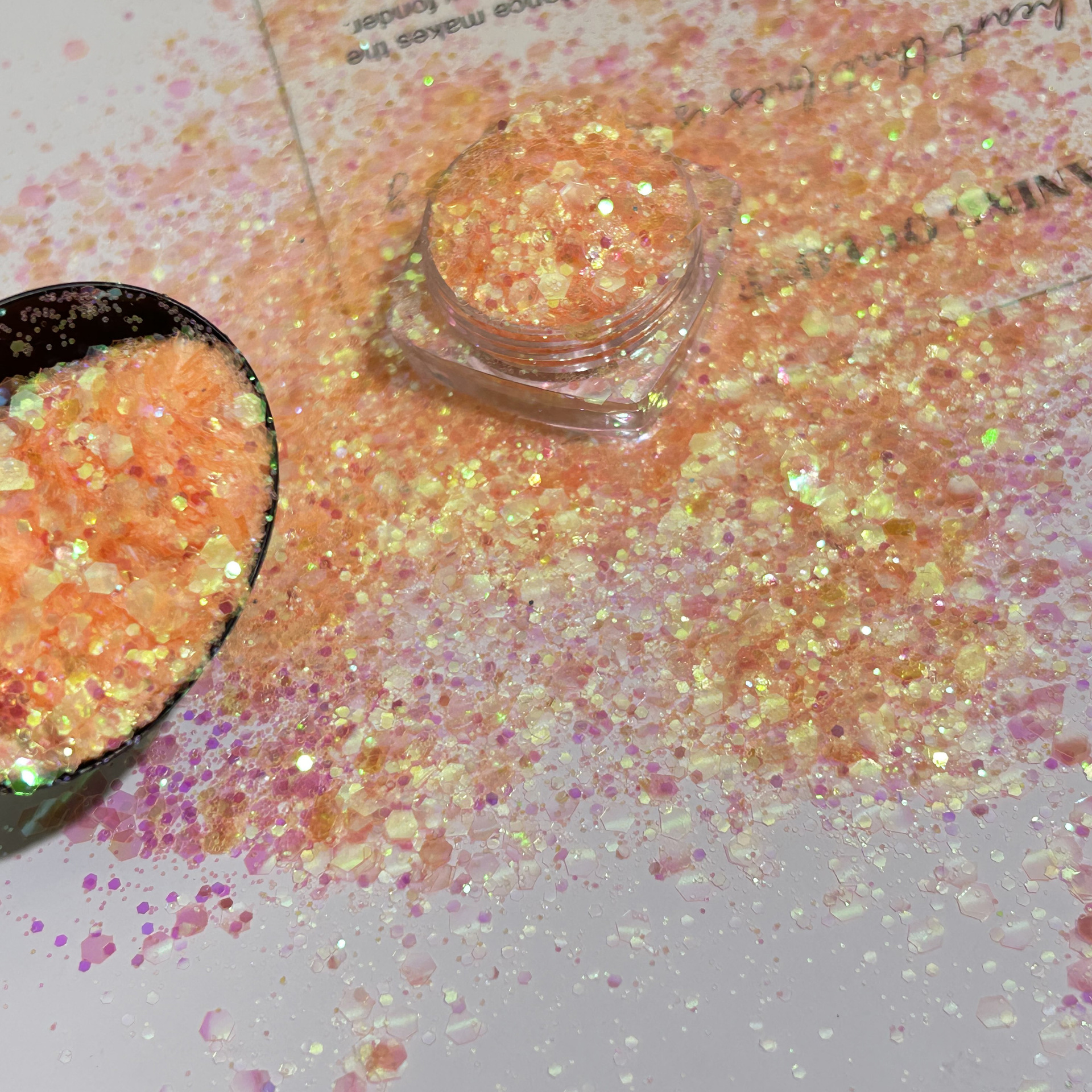 Golden Iridescent Polarized Semi-Transparent Sparkling Nail Art Glitter Transparent DIY Handmade Resin Decoration Nail Stickers