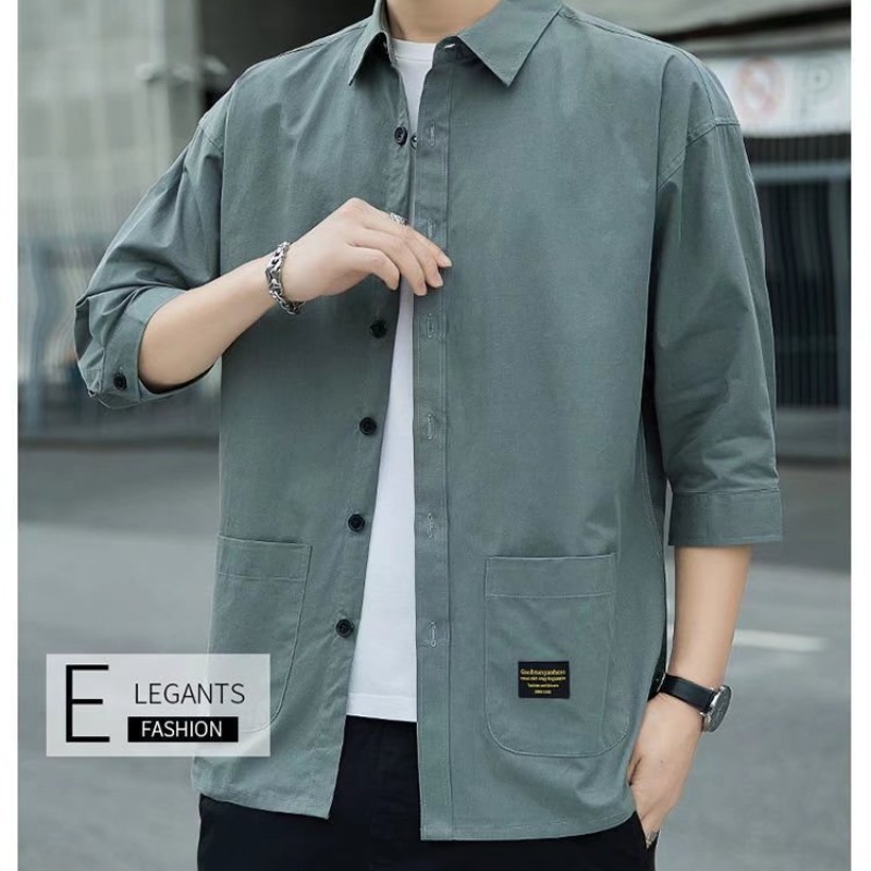 Ropa DE TRABAJO suelta de verano camisa de manga tres cuartos suelta casual volantes guapo media manga camisa de manga corta abrigo moda al por mayor