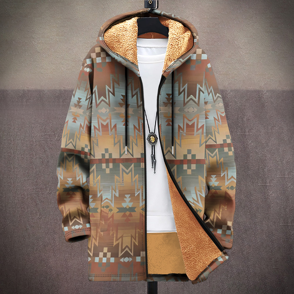 Multi pattern autumn and winter cotton jacket with French velvet 3D printing hooded cardigan zipper pocket thickened_voghion.com