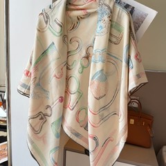 马具故事真丝桑蚕丝丝巾披肩女夏季羊毛大方巾出游防嗮大披肩围巾