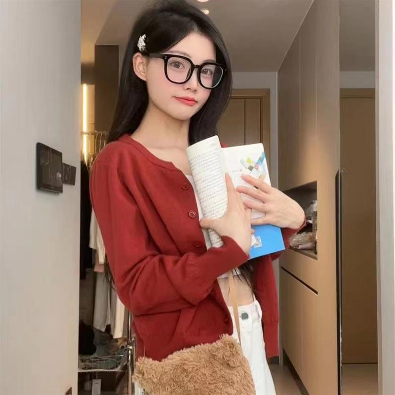 【现货】春秋软糯亲肤韩版宽松慵懒风时髦百搭打底针织开衫上衣|undefined