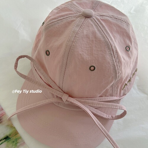 New bow baseball cap for women in spring and summer quick-drying fabric Korean peaked cap for women casual and versatile to show face and trendy