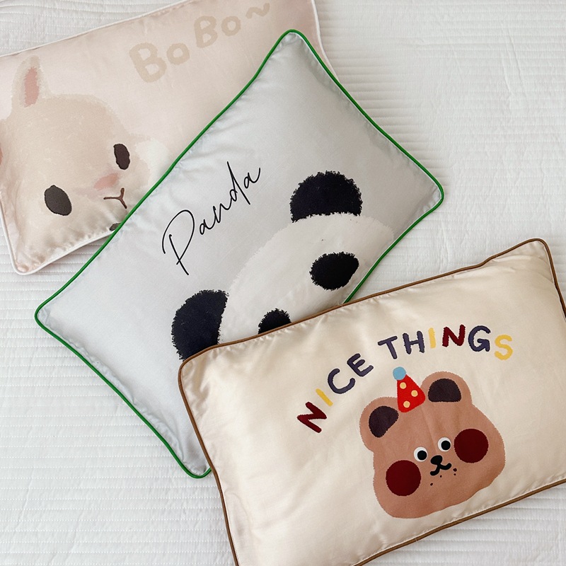 60 pieces of Lyocell pillowcase Panda rabbit cartoon ice silk pillow cover pillow towel pillow core skin summer children adult 