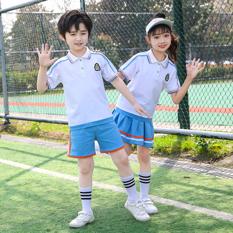 Summer cool college-style set school uniform for primary school students, kindergarten teacher and children class uniform performance graduation suit