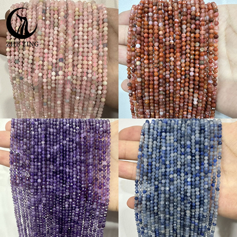 3mm Natural Stone section Bead Amethyst Tourmaline Pomegranate Carved stone bead diy bead Jewelry parts wholesale