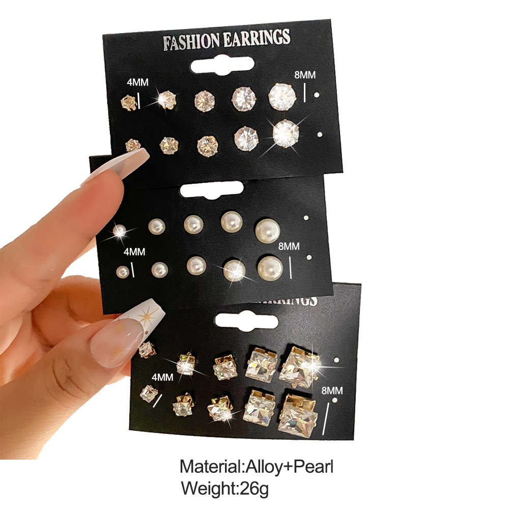 15 Pairs Simple Style Geometric Alloy Plating Zircon Womenu0027S Ear Studs